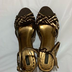 Brown and gold wedges